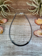 Load image into Gallery viewer, Black Onyx Heishi Choker – 14.5" with Sterling Silver Beads