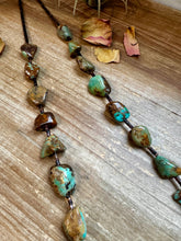 Load image into Gallery viewer, 34-Inch Long Turquoise Nugget & Brown Shell Necklace