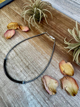 Load image into Gallery viewer, Black Onyx Heishi Choker – 14.5" with Sterling Silver Beads