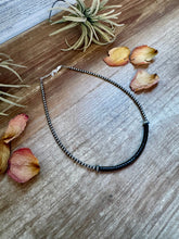 Load image into Gallery viewer, Black Onyx Heishi Choker – 14.5" with Sterling Silver Beads