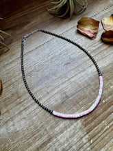 Load image into Gallery viewer, 15-Inch Pink Conch Heishi Necklace – Sterling Silver Pearls, Handmade
