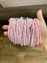 Load image into Gallery viewer, 15-Inch Pink Conch Heishi Necklace – Sterling Silver Pearls, Handmade