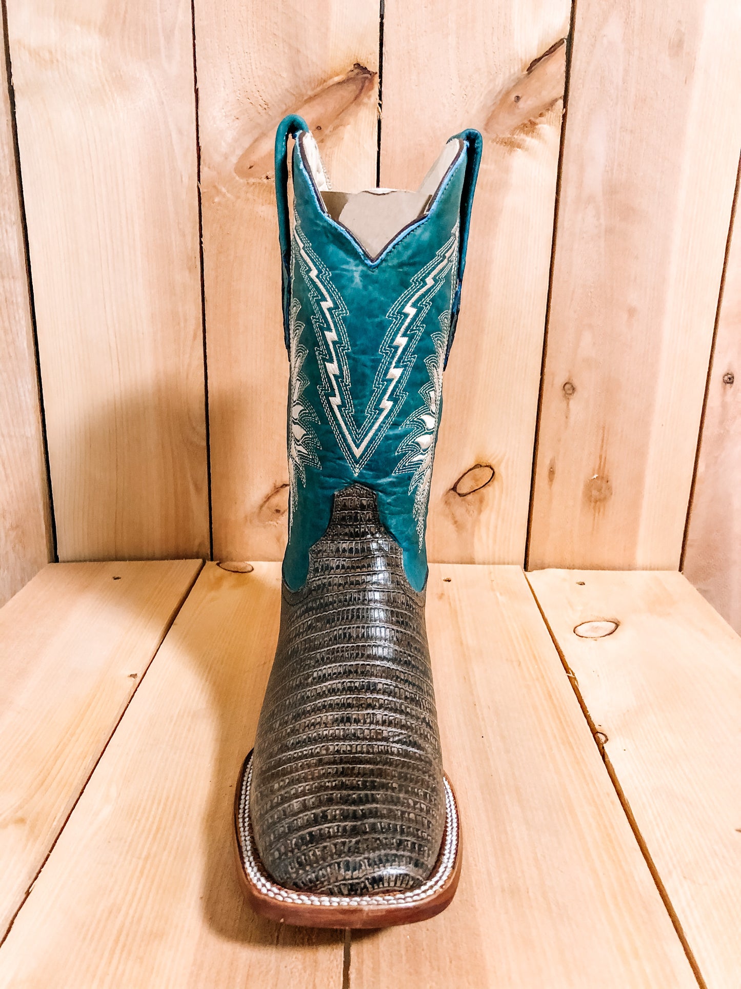 Teal Top Lizard Print Cream #0007