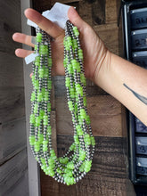 Load image into Gallery viewer, Jade Dye Green &amp; Sterling Silver Pearl Necklace – 21 ¾” Plus Extender
