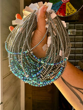 Load image into Gallery viewer, Lapis &amp; Turquoise Heishi Choker – 14&quot; Sterling Silver Beads
