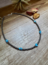 Load image into Gallery viewer, Golden Hill Turquoise &amp; Sterling Silver Pearl Necklace – 16&quot; + Extender
