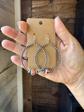 Load image into Gallery viewer, Smaller Sterling Silver Pearls Hoops with Mohave
