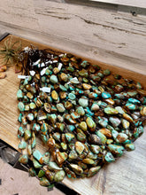 Load image into Gallery viewer, 34-Inch Long Turquoise Nugget &amp; Brown Shell Necklace
