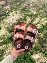 Load image into Gallery viewer, Sunflower Tooled Sandal **FINAL SALE

