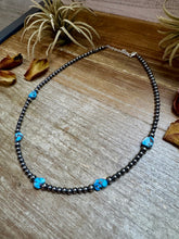 Load image into Gallery viewer, Golden Hill Turquoise &amp; Sterling Silver Pearl Necklace – 16&quot; + Extender

