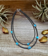 Load image into Gallery viewer, Golden Hill Turquoise &amp; Sterling Silver Pearl Necklace – 16&quot; + Extender
