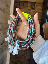 Load image into Gallery viewer, Sterling Silver Pearls choker and Pink and blue sea sediment Heishi
