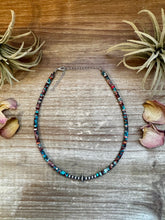 Load image into Gallery viewer, Sterling Silver Pearls choker and Pink and blue sea sediment Heishi
