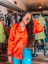 Load image into Gallery viewer, Orange Satin Top
