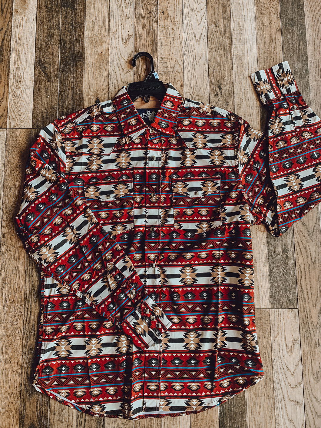 Maroon Aztec Pearl Snap