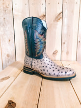 Load image into Gallery viewer, Black Top with Ostrich Print Cream Boot #0018
